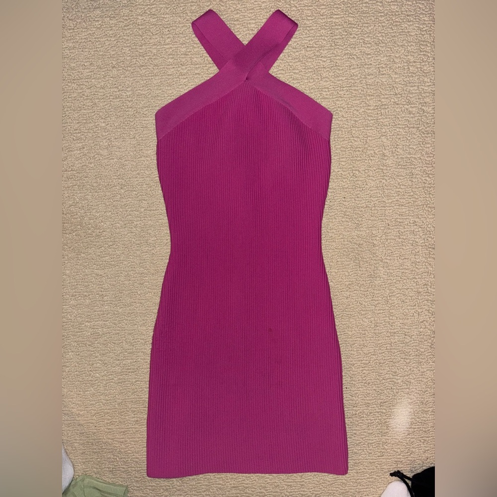 Elegant Magenta Halter Dress